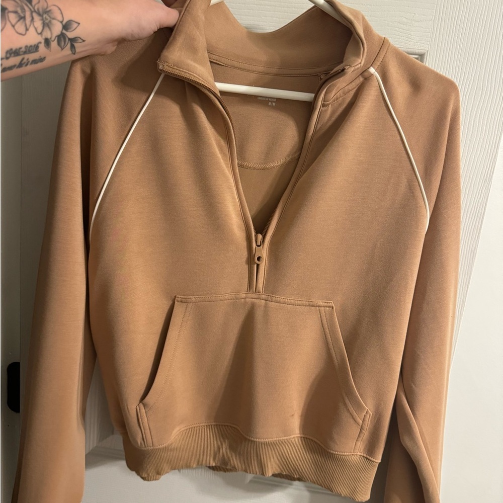 Aerie Camel Zip-Up Hoodie